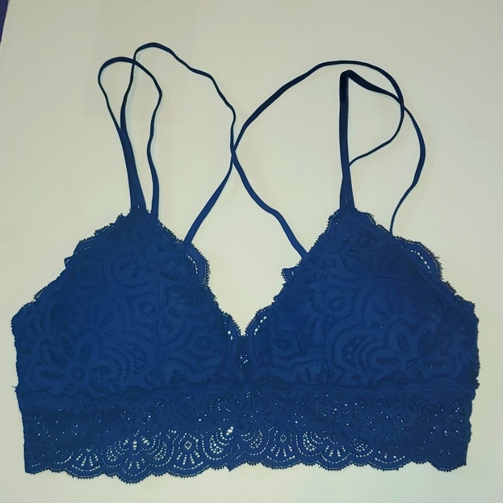 Aerie Navy Strappy Crisscrossed Bralette